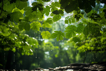 Canvas Print - green leaves in the forest