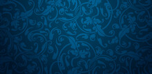 Vector Illustration Floral Ornamental Blue Patterned Backgrounds Wallpapers For Presentations Marketing, Decks, Ads, Books Covers, Digital Interfaces, Print Design Templates Material, Banners, Posters