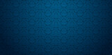 Fototapeta  - vector illustration blue background with damask patterned wallpaper for Presentations marketing, decks, Canvas for text-based compositions: ads, book covers, Digital interfaces, print design templates