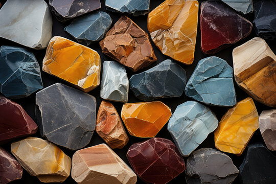 assorted colorful raw gemstones perfect for jewelry making and geology enthusiasts. a vibrant and te
