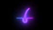 Glowing neon line Hair hair follicle skin icon isolated on black background. neon Human hair follicle icon. Hair care treatment.