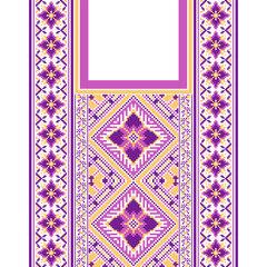 Wall Mural - floral embroidery neckline background. ikat and cross stitch geometric seamless pattern ethnic oriental traditional. Aztec style illustration design for carpet, wallpaper, clothing, wrapping, batik.