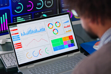 Poster - African Businessman Using Analytics Data KPI Dashboard