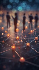 Design an illustration that visualizes the expansion of a business network, using interconnected nodes to represent partnerships, collaborations, and increased connections, AI generated