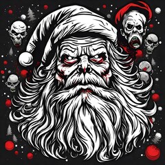 Fototapeta cartoon illustration of a zombie santa claus and splatters of blood at christmas time