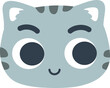 Basic Face Emoji Gray Cat Look Right 