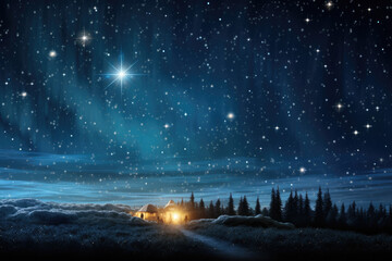 christmas night. comet star in night starry sky of bethlehem. nativity scene. jesus christ birth. th