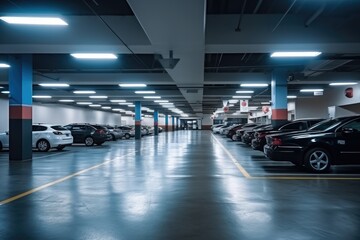 Poster - Modern underground parking, Indoor full modern parking.