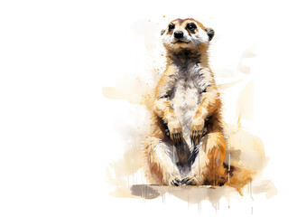 Wall Mural - Image of painting meerkat on a white background., Wildlife Animals.