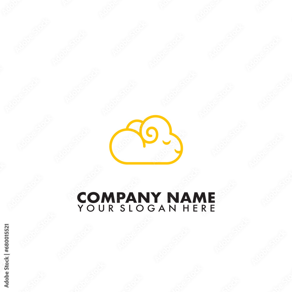 Logo illustration vector graphic of sheep combined with cloud on ...