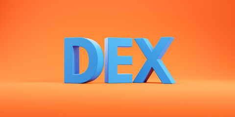 Wall Mural - DEX letters on orange background, cryptocurrency and money exchange concept