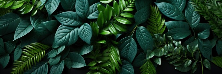 Wall Mural - Tropical Leaves Abstract Green Texture Nature, Banner Image For Website, Background abstract , Desktop Wallpaper