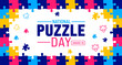 Puzzle Day background design template use to background, banner, placard, card, book cover, and poster design template with text inscription and standard color. vector illustration.