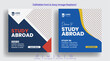 Editable social media post banner for study abroad, educational instagram post banner or promotional business marketing facebook ads orsquare flyer design 