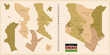 Kenya - detailed map of the country in brown colors, divided into regions.