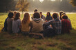 © Anna - Young people sitting in a circle on the grass outdoors