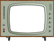© Cobalt - Retro TV icon with empty screen isolated on white, 3d vintage illustration.