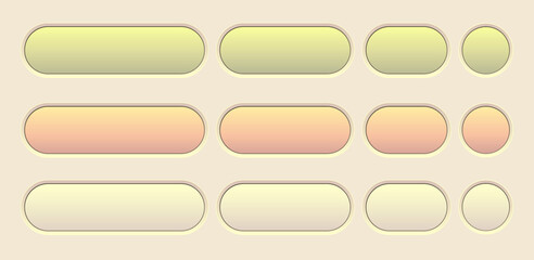 Wall Mural - Buttons yellow orange color collection, interesting navigation panel for website with soft pastel colors.