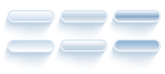 Aufkleber - Bright white and blue website buttons,  simple 3D modern design for user interface, mobile, web, social media and business.