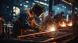 Fototapeta  - workers and welders who perform arc welding , generative ai