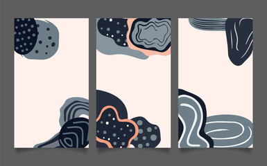 Poster - hand drawn flat abstract shapes covers collection