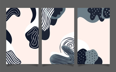 Poster - hand drawn flat abstract shapes covers collection