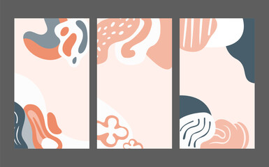 Poster - hand drawn flat abstract shapes covers collection