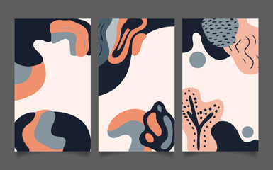 Poster - hand drawn flat abstract shapes covers collection