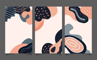 Poster - hand drawn flat abstract shapes covers collection