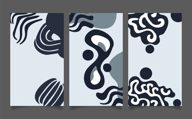 Poster - hand drawn flat abstract shapes covers collection