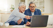© Azeemud/peopleimages.com - Senior, couple and planning on laptop in living room with document for finances, investment or retirement. Elderly man, woman and pointing by technology for online banking, account balance or savings