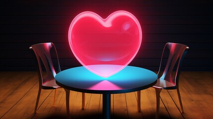 Canvas Print - Heart on a table with a blurred background. A place for lovers.