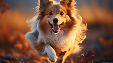 A Happy Mutt Running In An Open Field Running  , Background For Banner, HD