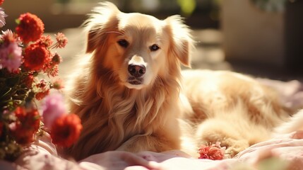 A Mixed-Breed Dog Enjoying A Picnic With A Family , Background For Banner, HD