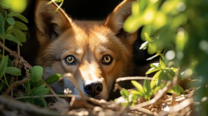 A Mixed-Breed Dog Peeking Out From Behind A Tree , Background For Banner, HD