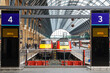 Trains waiting at the platforms in King's Cross railway station in London, England