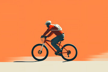 Wall Mural - A male cyclists showing a road racer, ebike rider or a mountain biker shown in a contemporary athletic abstract design, computer Generative AI stock illustration image