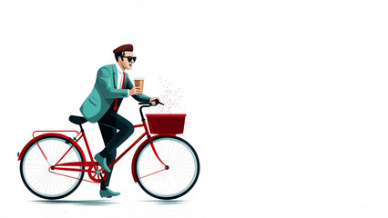 Wall Mural - A male cyclists showing a road racer, ebike rider or a mountain biker shown in a contemporary athletic abstract design, computer Generative AI stock illustration image