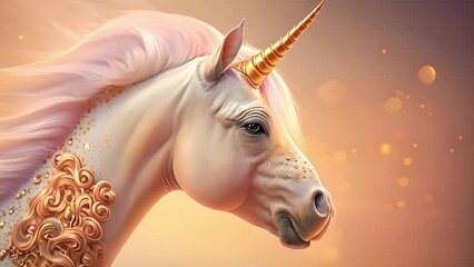 Wall Mural - Unicorn with magic background. Created with Generative AI.	
