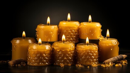 Wall Mural - A Cluster Of Unscented Beeswax Taper Candles Bees , Background For Banner, HD