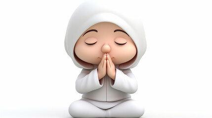 Wall Mural - 3D rendering Praying emoji on white isolated background