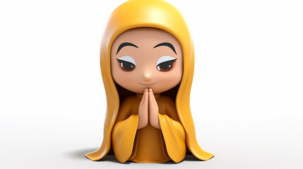 Wall Mural - 3D rendering yellow Praying emoji on white isolated background