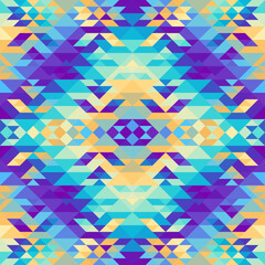 Aufkleber - Colorful Aztec Fabric, Wallpaper and Home Decor. Abstract seamless tileable pattern. Triangles aztec background. Vector image.