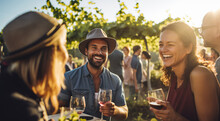 People Enjoying Moment In Winery Drinking Wine