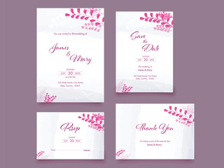 Wall Mural - Wedding Invitation Card Suite like as Save The Date, RSVP and Thank You Card for Ready To Print.