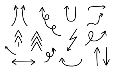 Poster - Set of hand-drawn arrows. Collection of hand drawn arrows on isolated background. Arrow mark icons. Vector illustration EPS 10