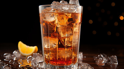 glass of cola with ice