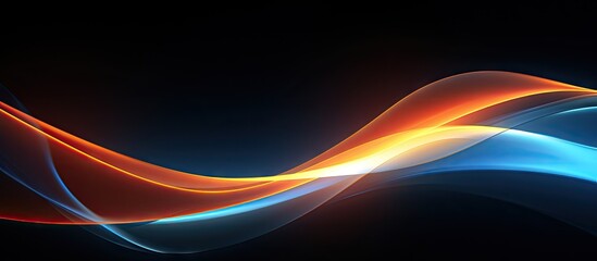 Poster - neon stream with abstract curve background creative texture info transfer in cyberspace moving light