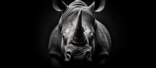 monochrome south african fine art portrait black and white rhino ceratotherium simum copy space imag