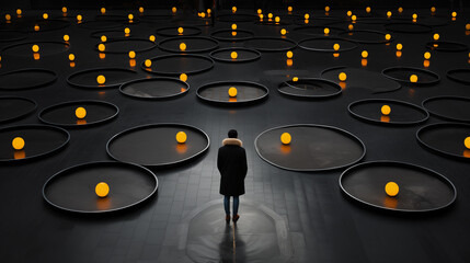 Wall Mural - man in the circle of the candles